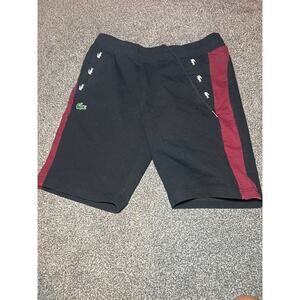 Lacoste live men’s black with red stripe sport shorts size small